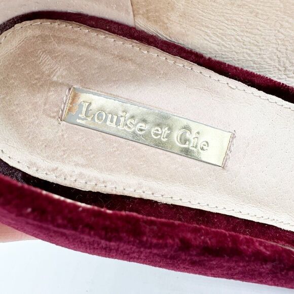 Louise Et Cie‎ Trending Burgundy Velvet Block Heel Pumps Size 8.5 - Picture 6 of 15